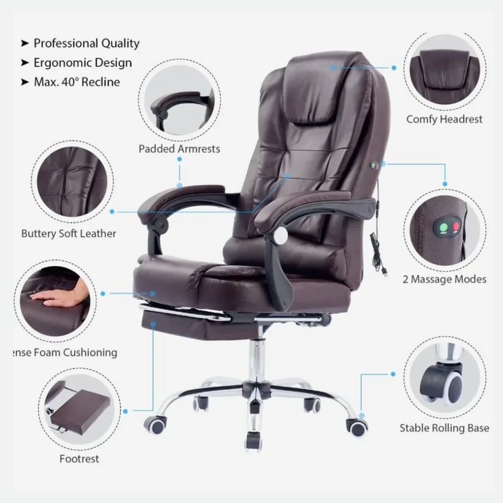 Heat And Massage Office Chair | Office Massage Chair | The Fitness Pot