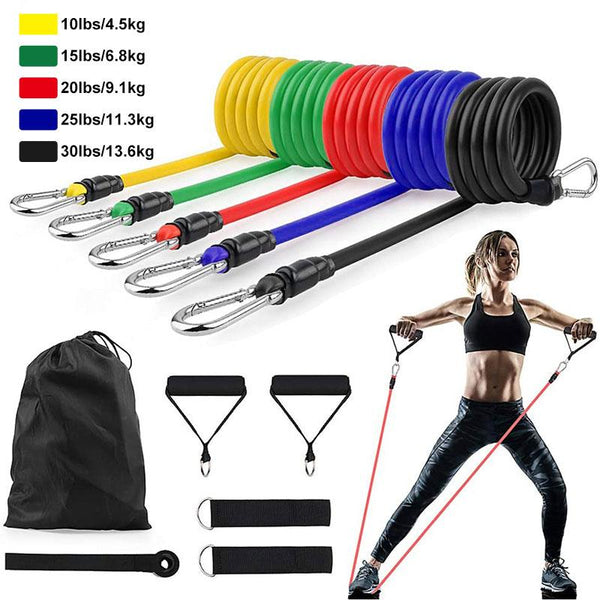 Resistance Band With Handles | 11Pcs Resistance Bands| The Fitness Pot